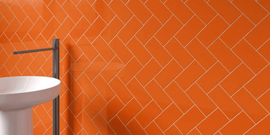 Daltile overstock flooring 3x6 inch orange burst tile Amherst Marble and Tile